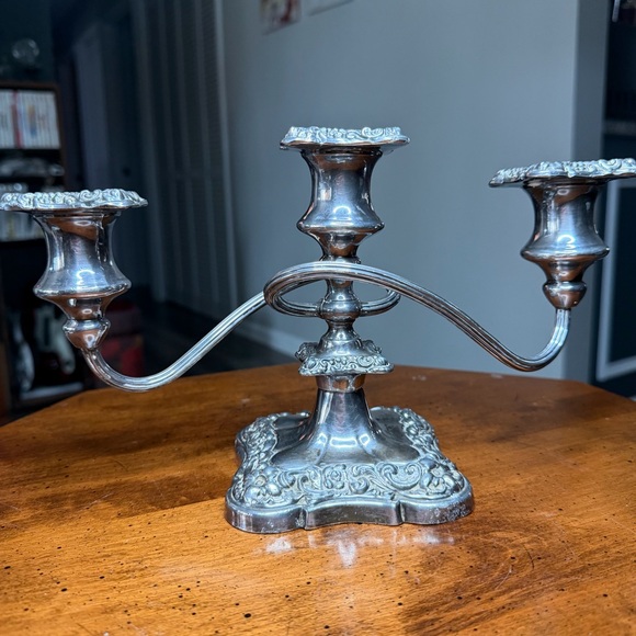 unbranded Other - Candelabra Silver Plate EP Lead Solid Metal Twisted 3 Arm Taper Candle